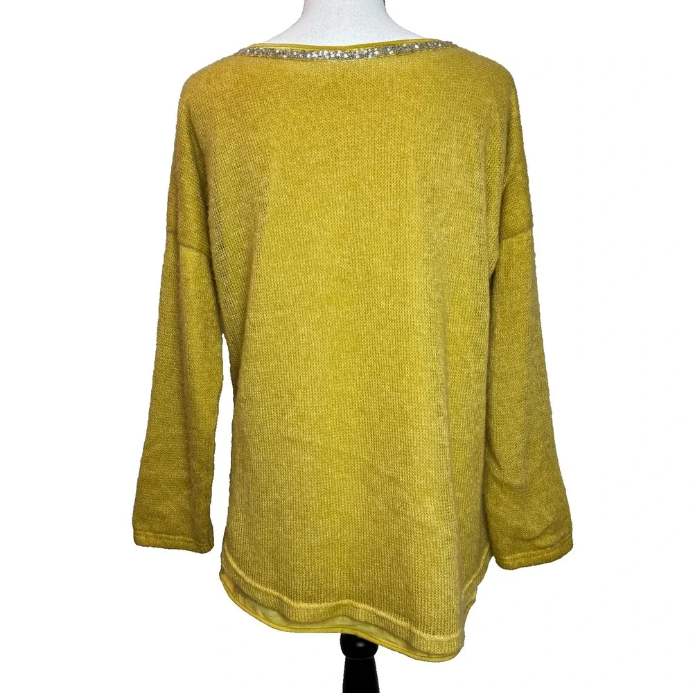 Scandal Women's XL Sweater Yellow Mohair Lady Pullover Jumper‎ Cozy Italy Made